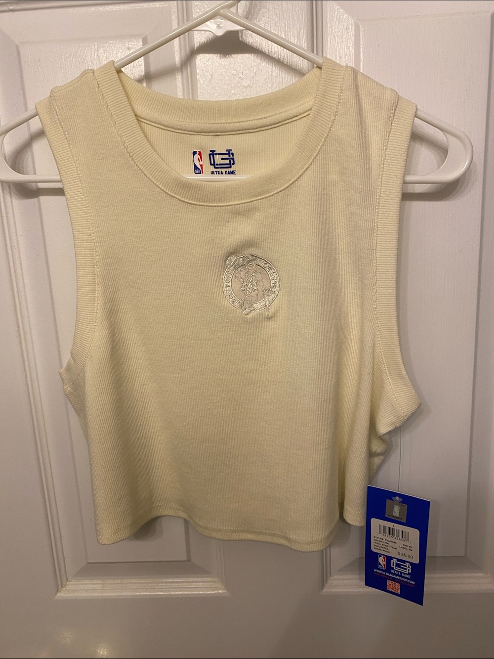 NBA Boston Celtics Cream Ribbed Cropped Tank Top